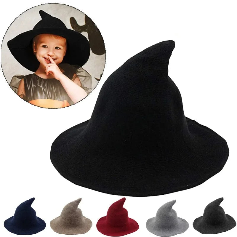Chapeau de sorcière vintage en tricot de laine pour costume d'Halloween – Idéal pour fêtes, cosplay, bals masqués et décoration de festival
