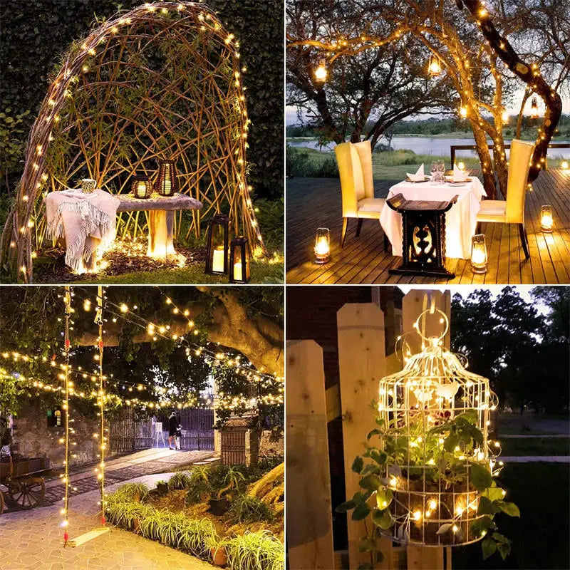 LED Lumière solaire extérieure Jardin Fée Corde Lumière LED Twinkle Lampe imperméable pour le patio de Noël Tree Party 6m/12m/23m/33m