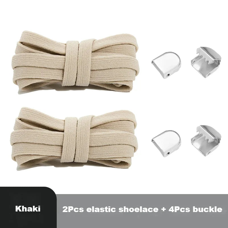 Lacets élastiques plats pour baskets – Système sans nœud avec clips de fixation rapide – Accessoires pour chaussures (enfants et adultes)