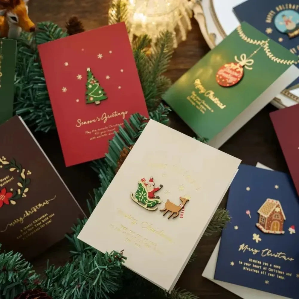 Cartes de Noël, cartes de réveillon vintage, cartes-cadeaux, cartes de vœux pour les fêtes, cartes de Noël manuscrites