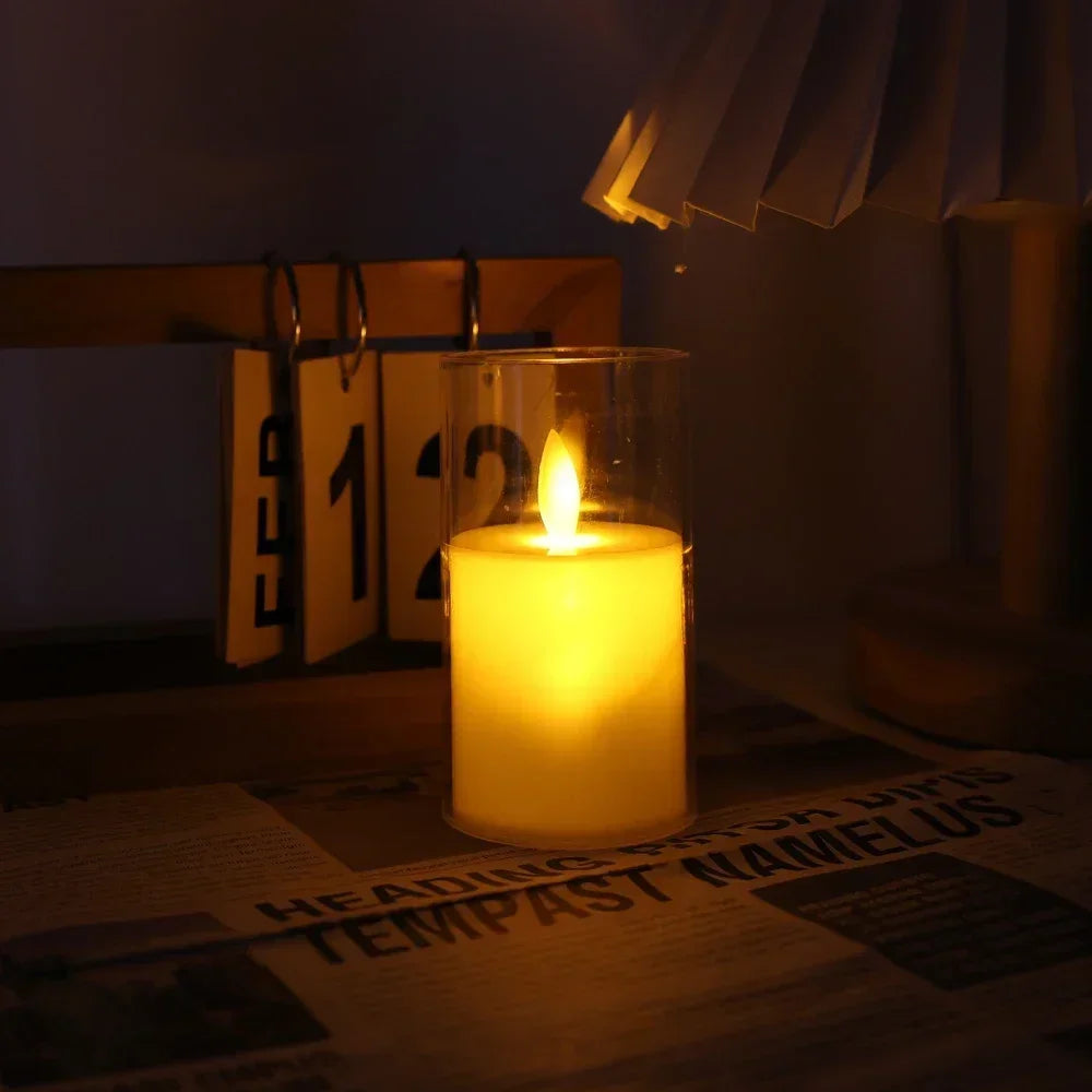 Bougies LED sans flamme vacillantes avec piles, lampe électrique acrylique imitation bougie chauffe-plat pour halloween