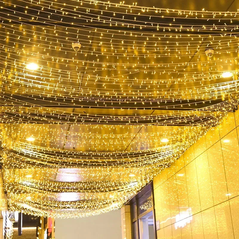 Lumières de corde de guirlande LED 10m 30m 50m 100m arbre de Noël décoration de mariage Lumière de fée imperméable à l'intérieur extérieur 220V EU Lampe