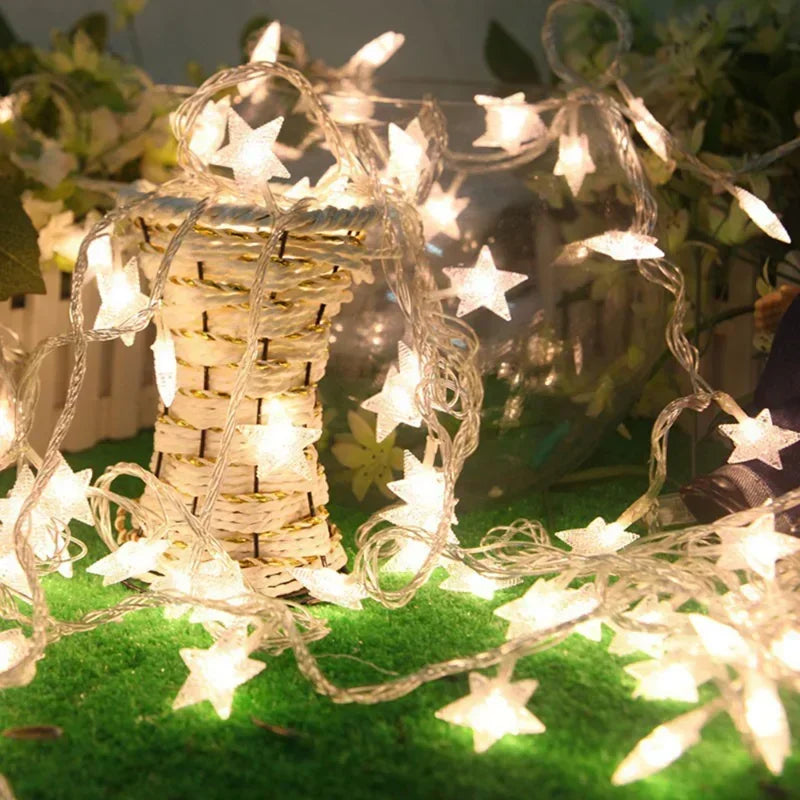 LED String Lights Star Garland Lamps Ampoule Fées Lumières de chaîne Fête Maison Jardin de mariage Halloween Décor de Noël