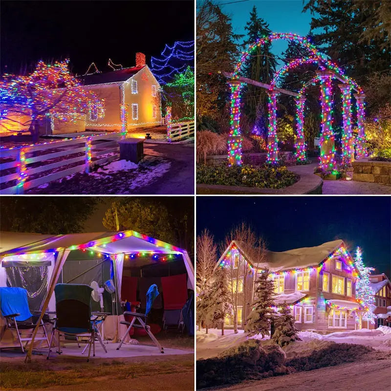 LED Lumière solaire extérieure Jardin Fée Corde Lumière LED Twinkle Lampe imperméable pour le patio de Noël Tree Party 6m/12m/23m/33m