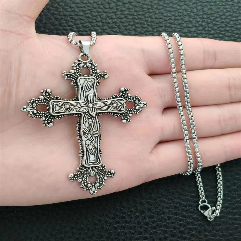 Collier croix rétro gothique, style européen et américain, pour hommes et femmes, tendance streetwear hip-hop, polyvalent