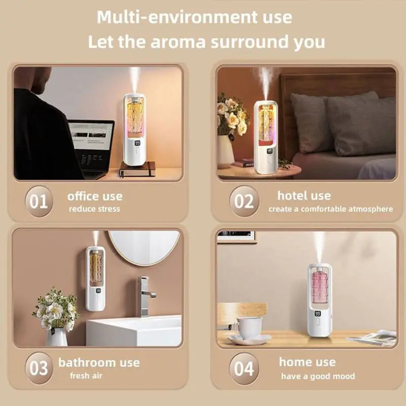 Diffuseur d'huiles essentielles mural de 50 ml avec minuterie – Purifie l'air et diffuse des senteurs – Idéal pour une chambre ou des toilettes