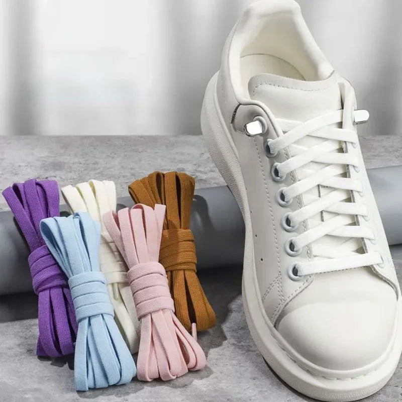 Lacets élastiques plats pour baskets – Système sans nœud avec clips de fixation rapide – Accessoires pour chaussures (enfants et adultes)
