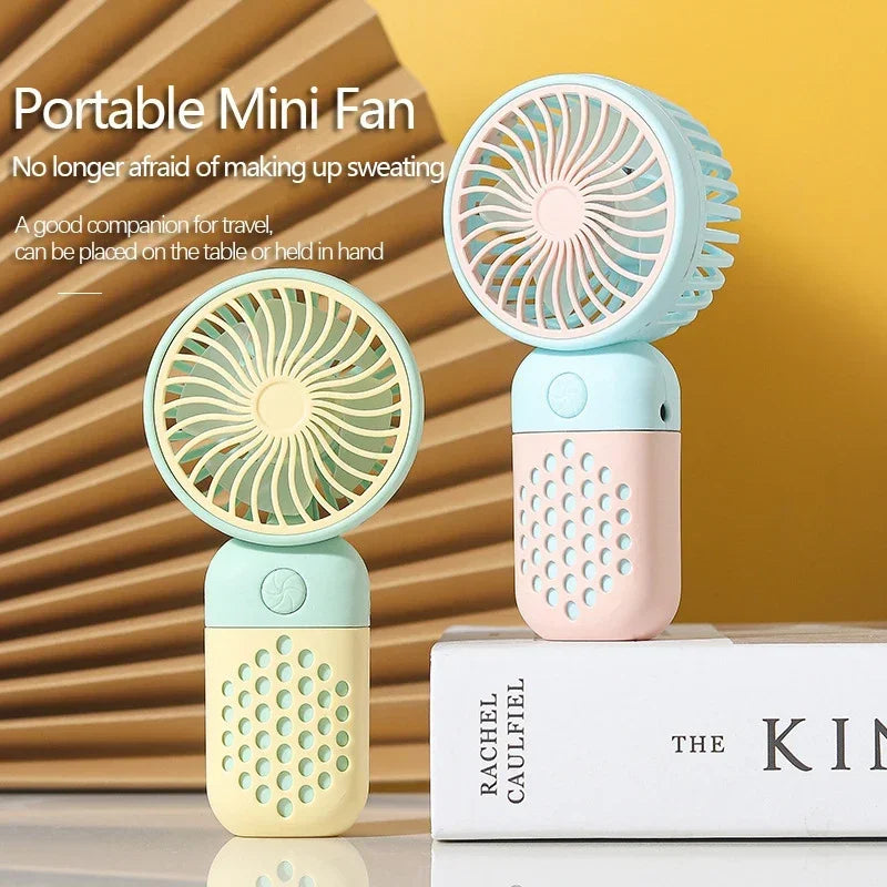 Mini-ventilateur portatif USB rechargeable, silencieux et compact – Idéal pour les étudiants, le dortoir, les voyages et l'extérieur