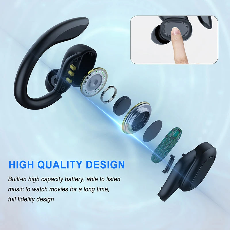 Écouteurs sportifs Bluetooth avec crochets d'oreille, écouteurs intra-auriculaires de sport VV2 pour la course et la marche