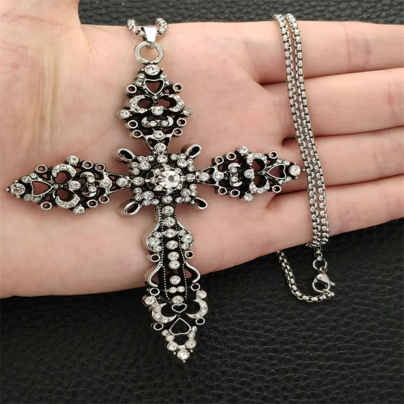 Collier croix rétro gothique, style européen et américain, pour hommes et femmes, tendance streetwear hip-hop, polyvalent