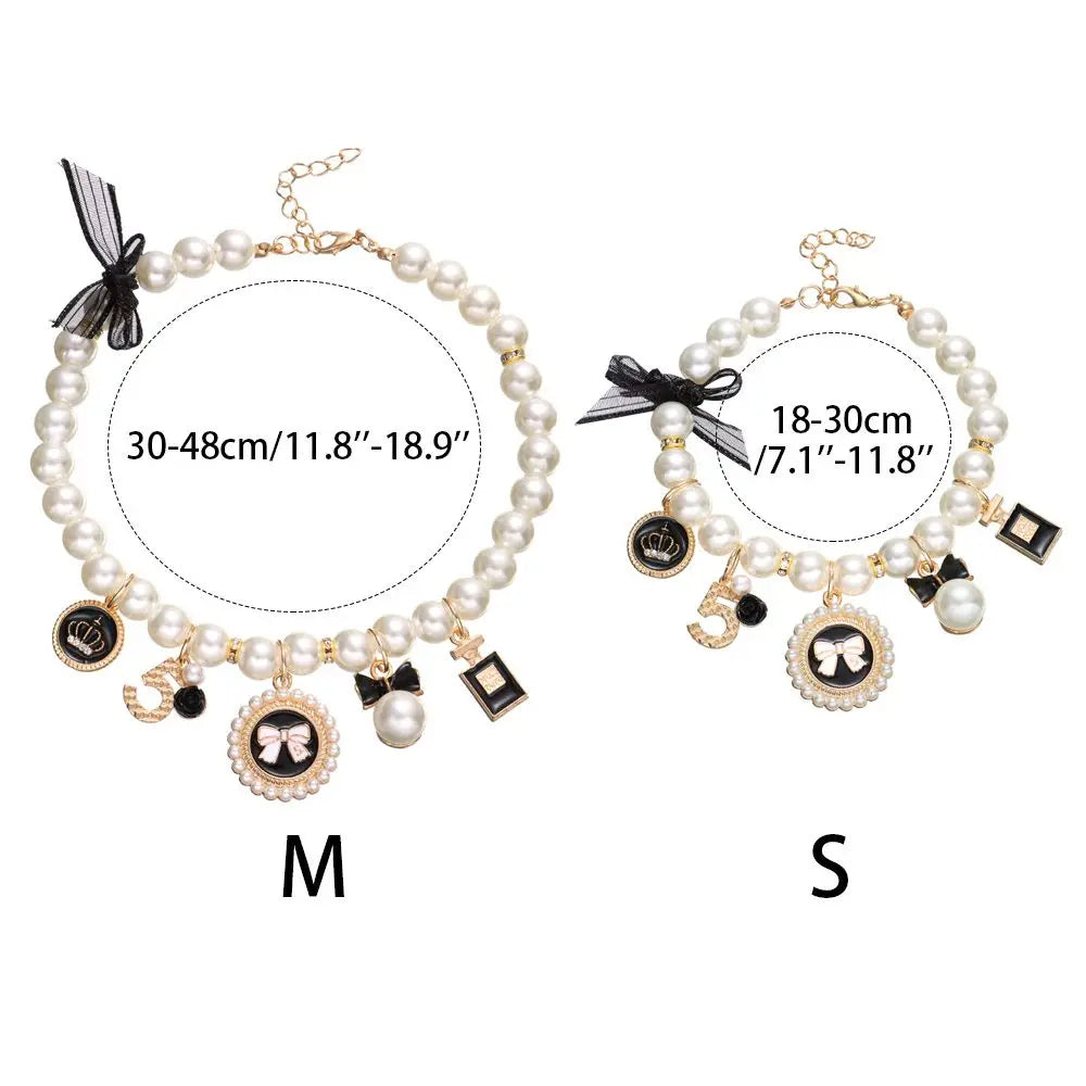 Produits pour animaux de compagnie bijoux pour chat collier mignon chien chat princesse arc collier collier de perles pour animaux de compagnie réglable