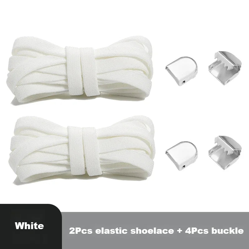 Lacets élastiques plats pour baskets – Système sans nœud avec clips de fixation rapide – Accessoires pour chaussures (enfants et adultes)