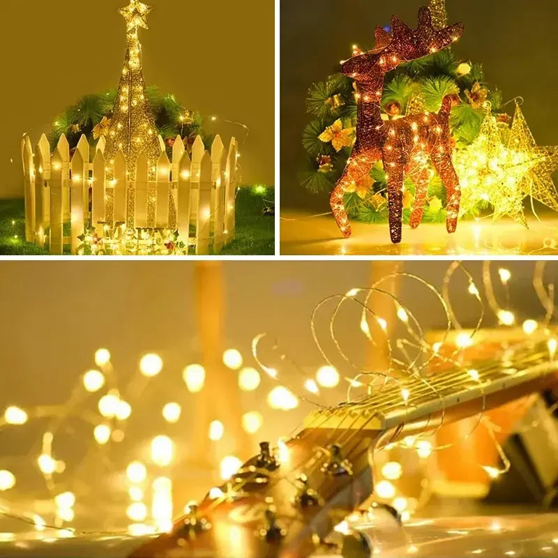 LED Lumière solaire extérieure Jardin Fée Corde Lumière LED Twinkle Lampe imperméable pour le patio de Noël Tree Party 6m/12m/23m/33m