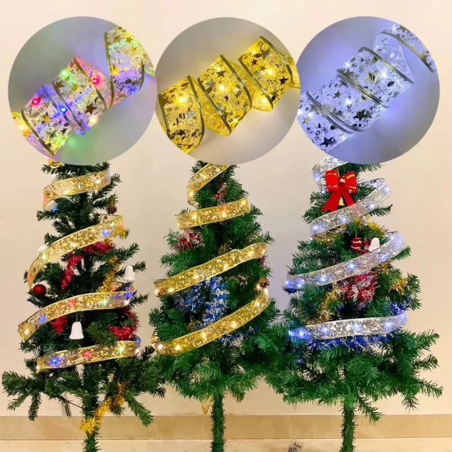 2026 LED ruban décoration lumières 10m arbre de noël décoration ornements dentelle arcs chaîne lumières Navidad décors pour la maison nouvel an