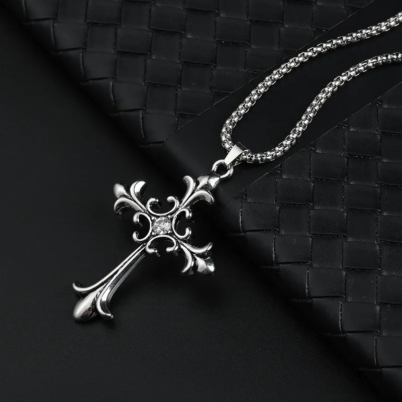 Collier croix rétro gothique, style européen et américain, pour hommes et femmes, tendance streetwear hip-hop, polyvalent