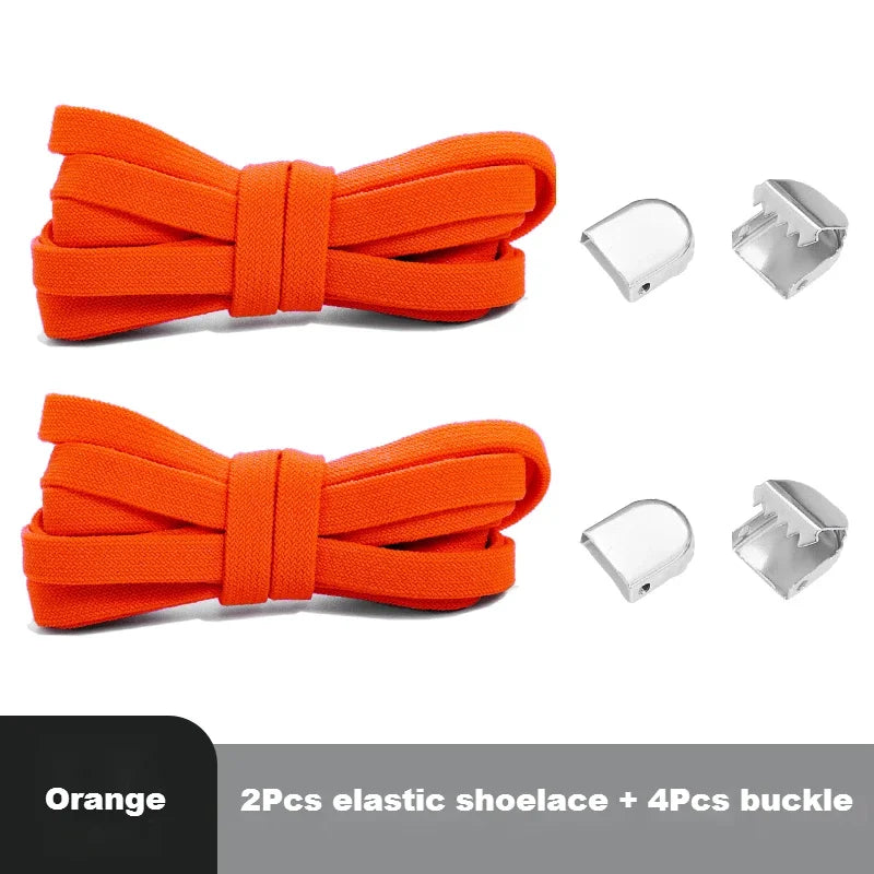 Lacets élastiques plats pour baskets – Système sans nœud avec clips de fixation rapide – Accessoires pour chaussures (enfants et adultes)
