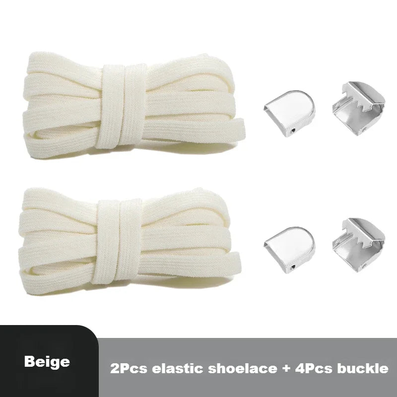 Lacets élastiques plats pour baskets – Système sans nœud avec clips de fixation rapide – Accessoires pour chaussures (enfants et adultes)