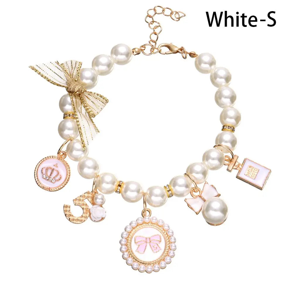 Produits pour animaux de compagnie bijoux pour chat collier mignon chien chat princesse arc collier collier de perles pour animaux de compagnie réglable