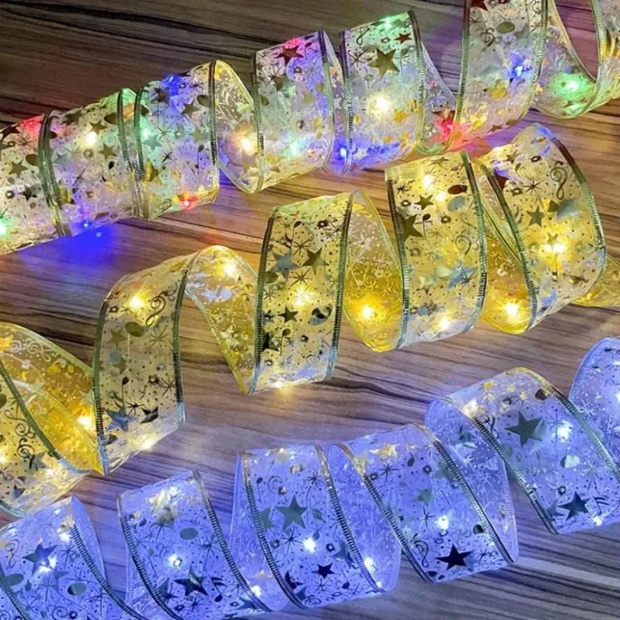 2026 LED ruban décoration lumières 10m arbre de noël décoration ornements dentelle arcs chaîne lumières Navidad décors pour la maison nouvel an