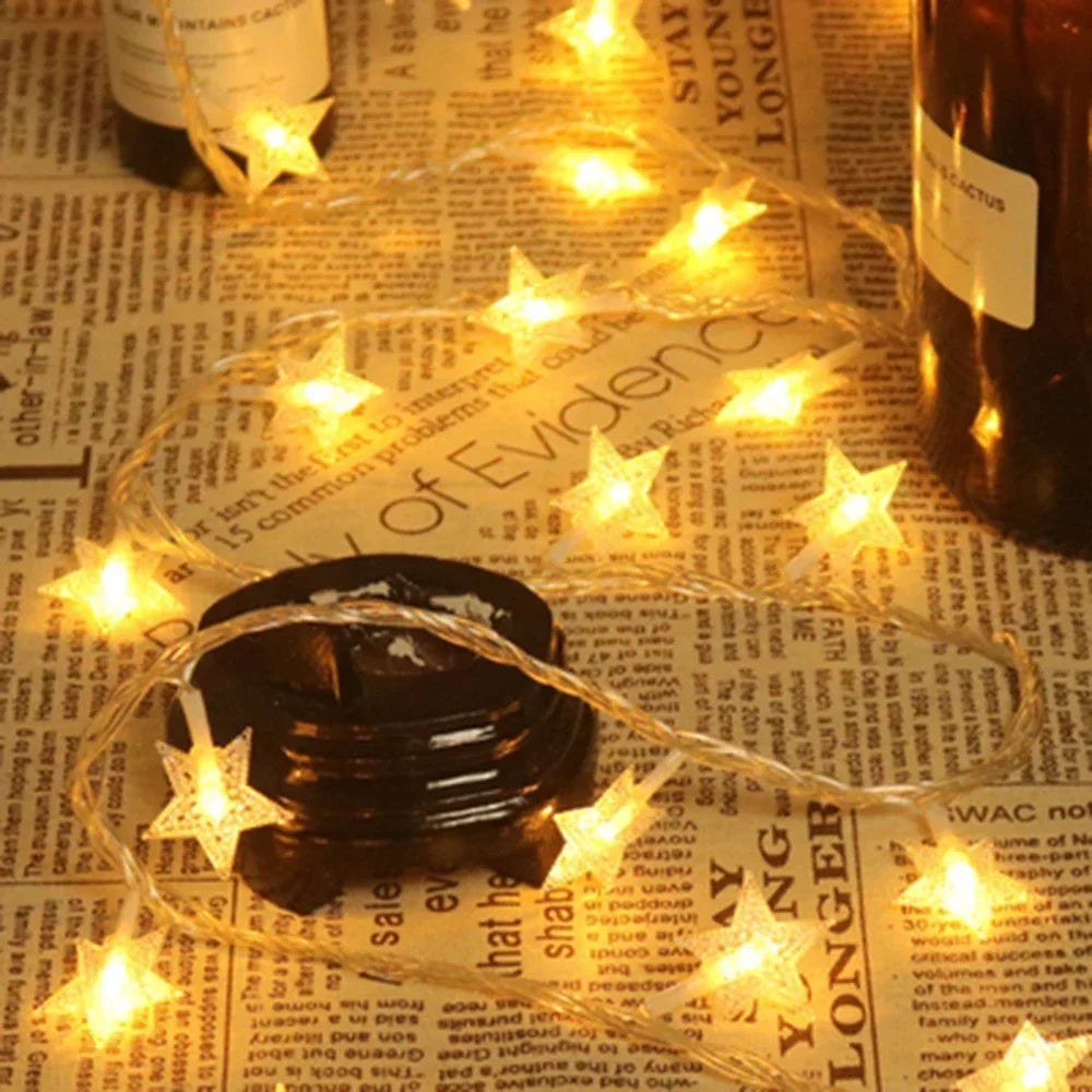 LED String Lights Star Garland Lamps Ampoule Fées Lumières de chaîne Fête Maison Jardin de mariage Halloween Décor de Noël