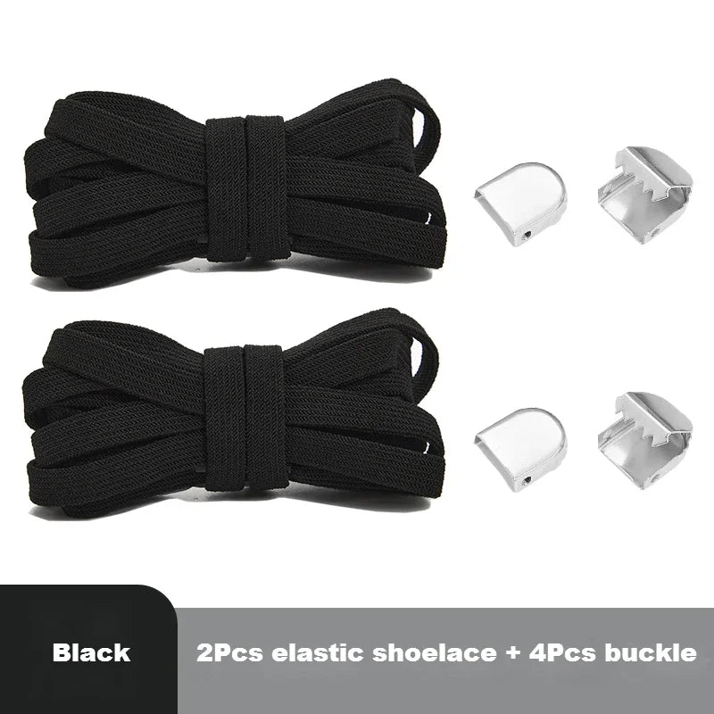 Lacets élastiques plats pour baskets – Système sans nœud avec clips de fixation rapide – Accessoires pour chaussures (enfants et adultes)