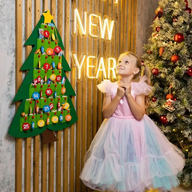 Calendrier de compte à rebours pour sapin de Noël – Calendrier de l'Avent DIY réutilisable à suspendre – Décoration de fête et d'intérieur pour les fêtes