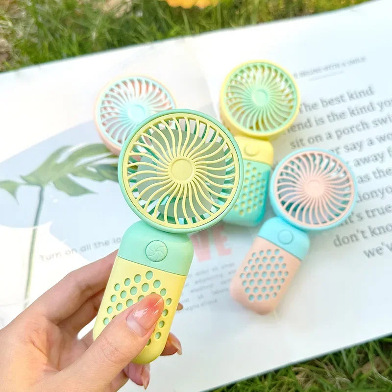 Mini-ventilateur portatif USB rechargeable, silencieux et compact – Idéal pour les étudiants, le dortoir, les voyages et l'extérieur