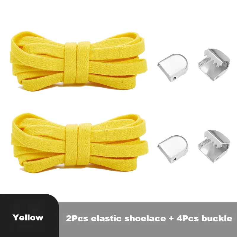 Lacets élastiques plats pour baskets – Système sans nœud avec clips de fixation rapide – Accessoires pour chaussures (enfants et adultes)
