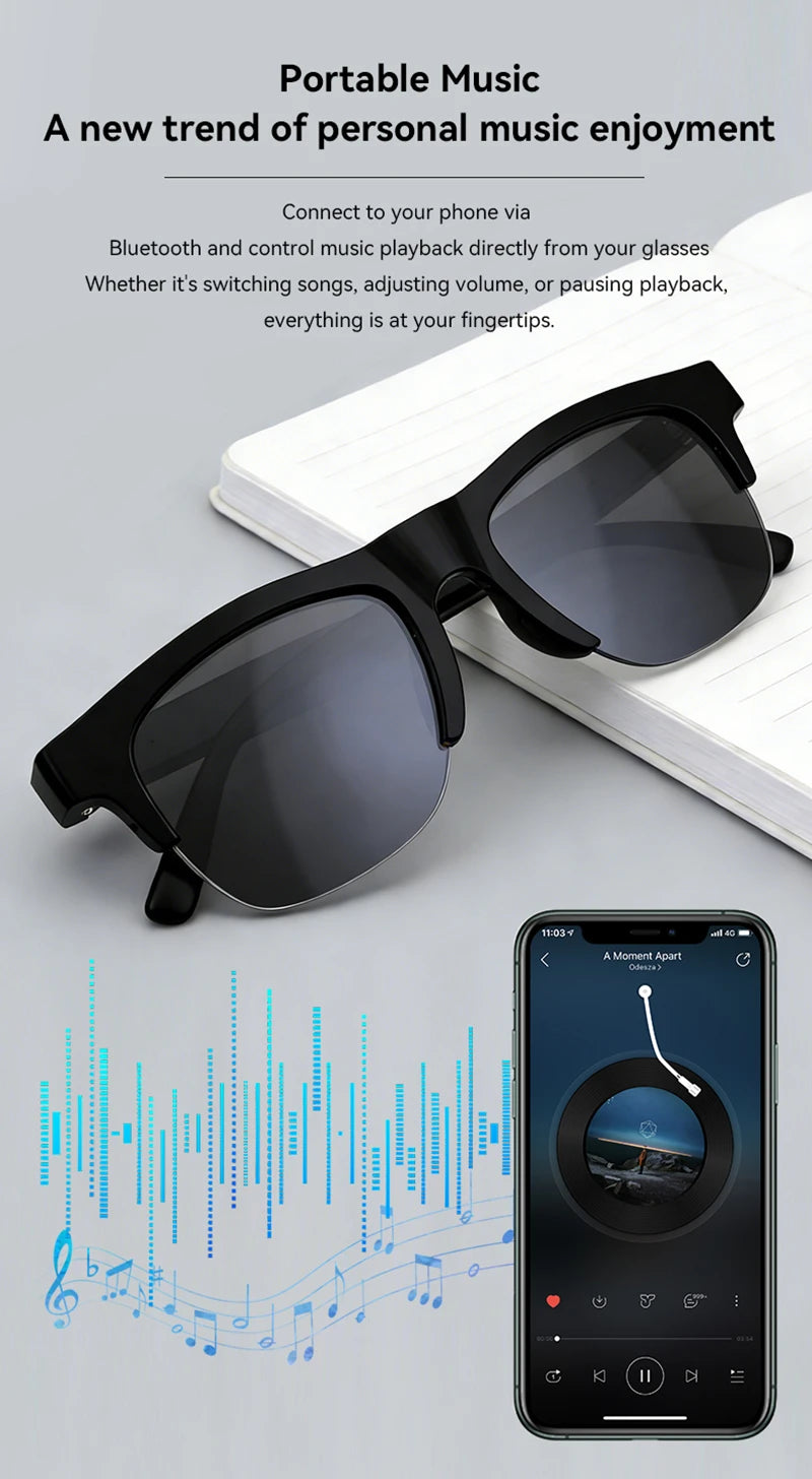 Lunettes Intelligentes Lenovo avec Assistant Vocal, Contrôle Tactile Musical, Appel Bluetooth, Lunettes de Soleil Tendance pour Sports de Plein Air Hommes et Femmes, Nouveauté 2026