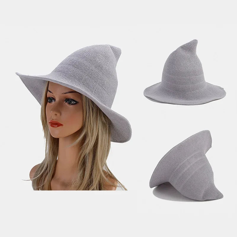 Chapeau de sorcière vintage en tricot de laine pour costume d'Halloween – Idéal pour fêtes, cosplay, bals masqués et décoration de festival