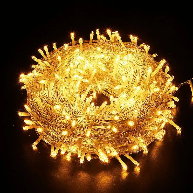 Lumières de corde de guirlande LED 10m 30m 50m 100m arbre de Noël décoration de mariage Lumière de fée imperméable à l'intérieur extérieur 220V EU Lampe