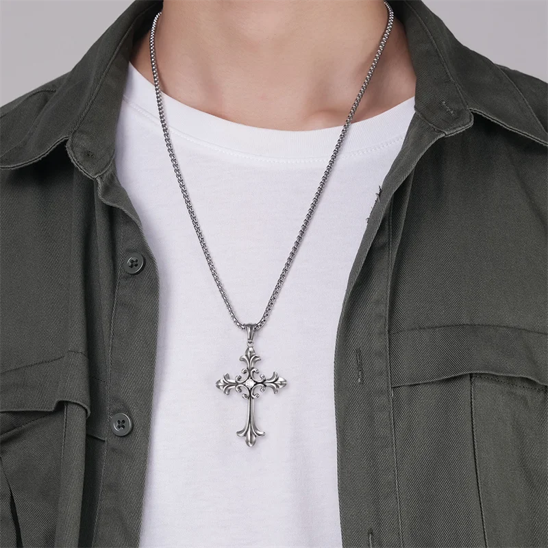 Collier croix rétro gothique, style européen et américain, pour hommes et femmes, tendance streetwear hip-hop, polyvalent