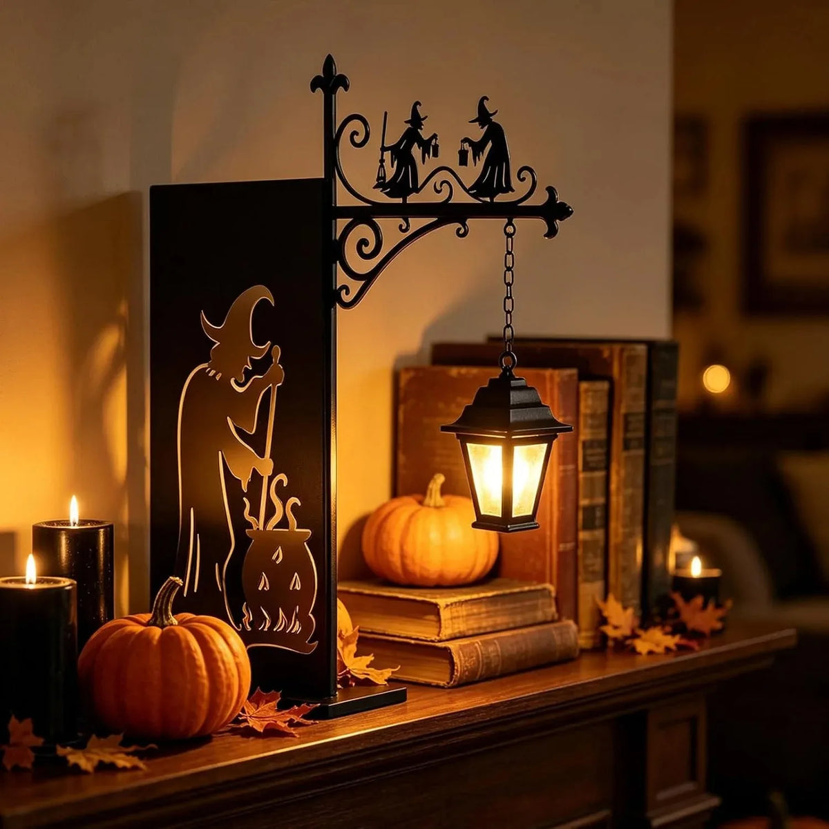 Lampe de lecture murale LED gothique rétro en métal, style Halloween, veilleuse vintage pour étagère.