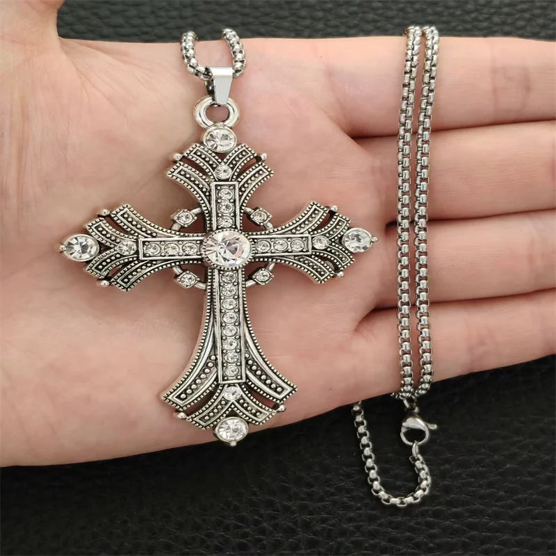 Collier croix rétro gothique, style européen et américain, pour hommes et femmes, tendance streetwear hip-hop, polyvalent