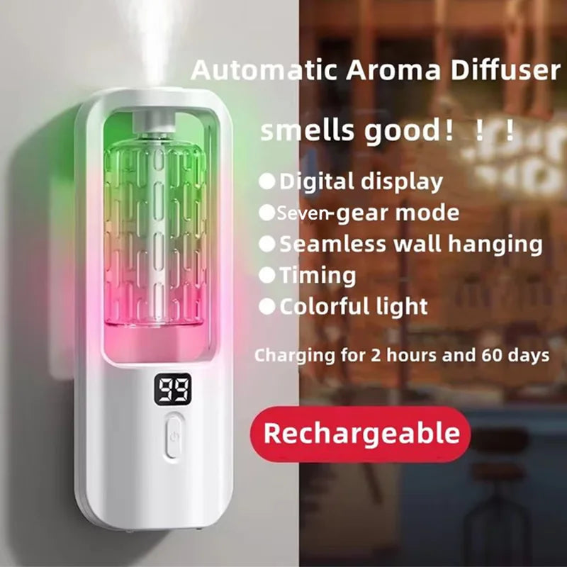 Diffuseur d'huiles essentielles mural de 50 ml avec minuterie – Purifie l'air et diffuse des senteurs – Idéal pour une chambre ou des toilettes