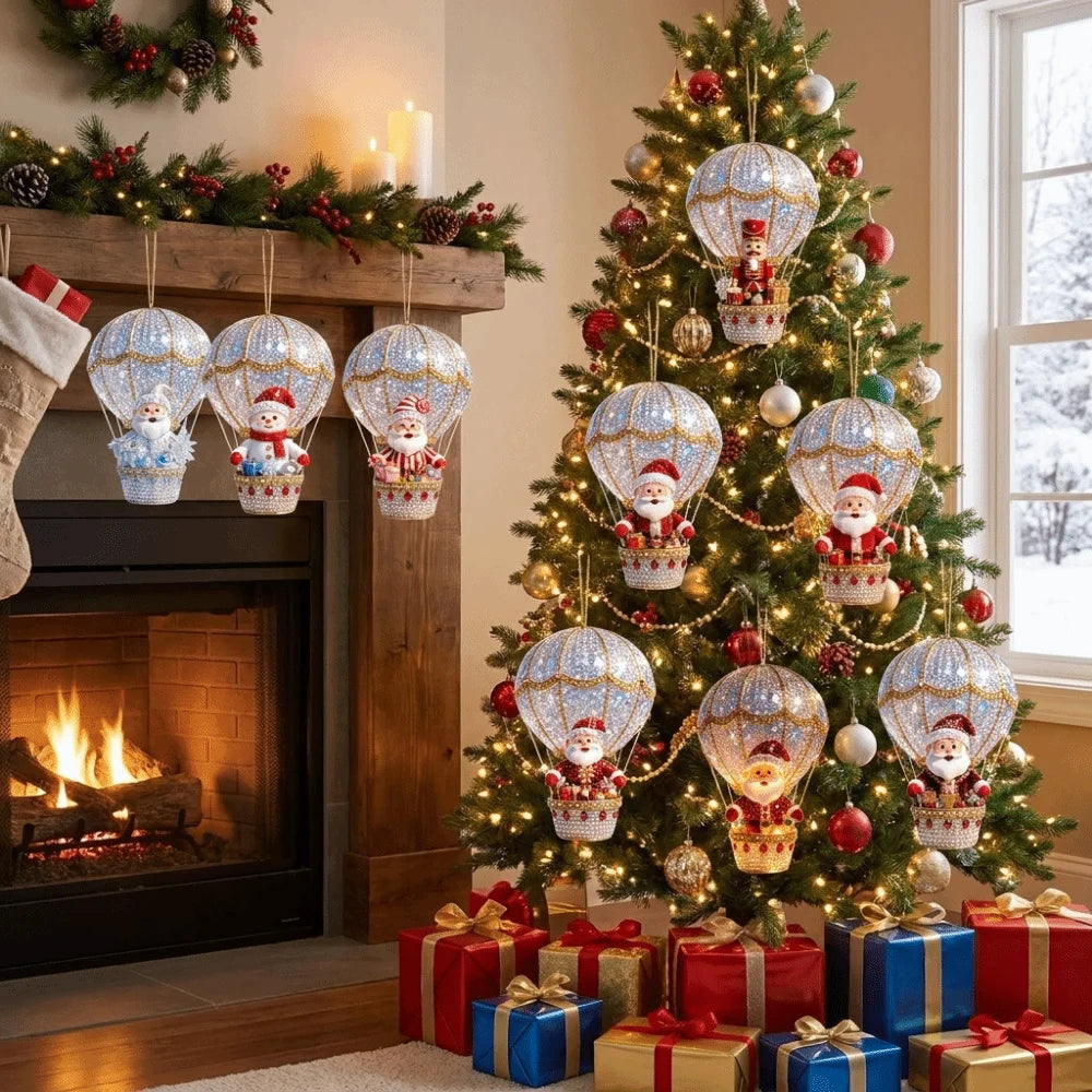 Lot de 8 ou 16 décorations de Noël en bois (bonhomme de neige, Père Noël) – Suspensions plates 2D délicates et brillantes pour le sapin ou le salon