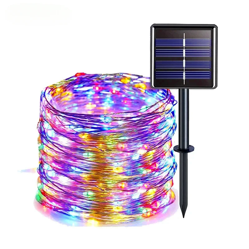 LED Lumière solaire extérieure Jardin Fée Corde Lumière LED Twinkle Lampe imperméable pour le patio de Noël Tree Party 6m/12m/23m/33m