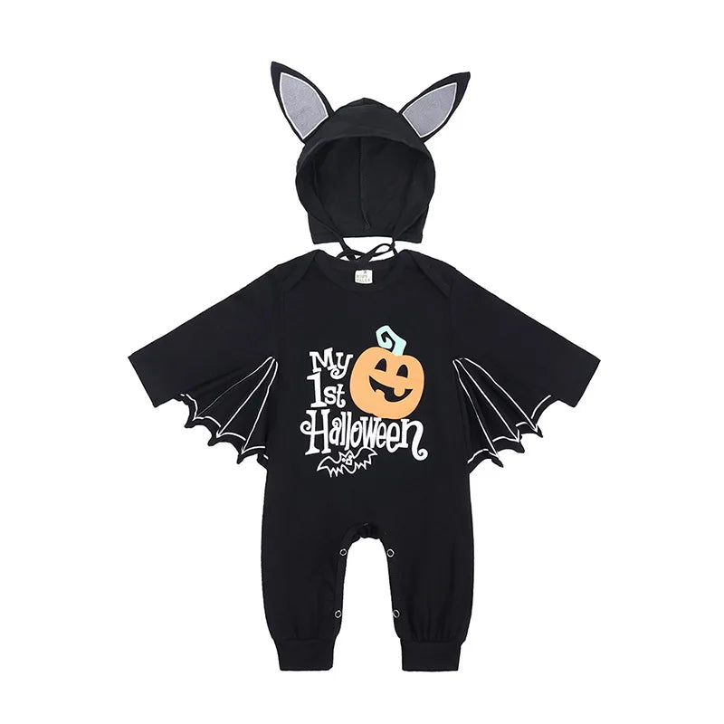 Combinaison citrouille d'Halloween pour bébés et jeunes enfants (garçons et filles) – Modèle sans manches pour tout-petits