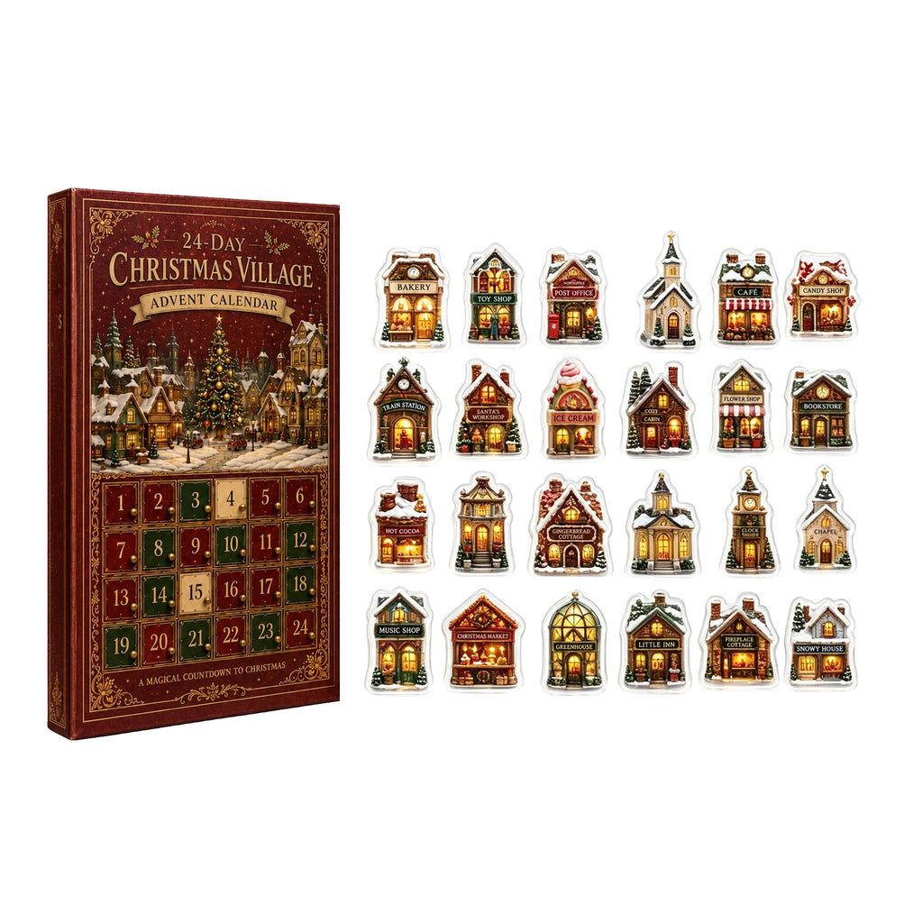 Village de Noël Calendrier de l'Avent Décorations pour sapin de Noël Petits cadeaux à glisser dans une chaussette Décoration pour la maison et les fêtes de Noël Fournitures cadeaux