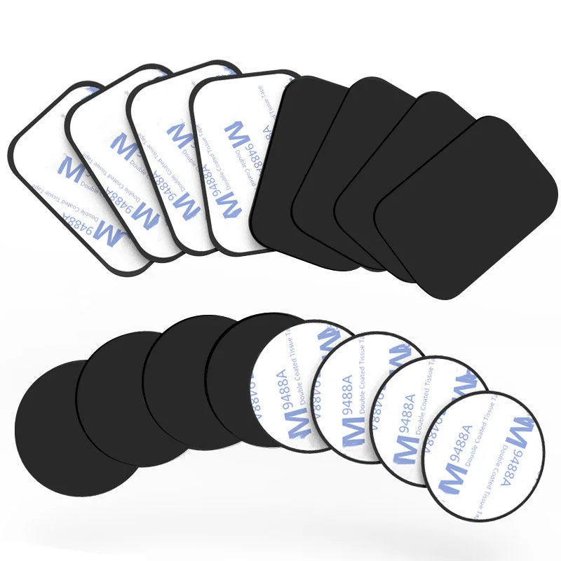 Lot de 5 plaques métalliques pour support magnétique de téléphone (formes rondes et carrées) – compatibles smartphones et tablettes (voiture ou bureau)