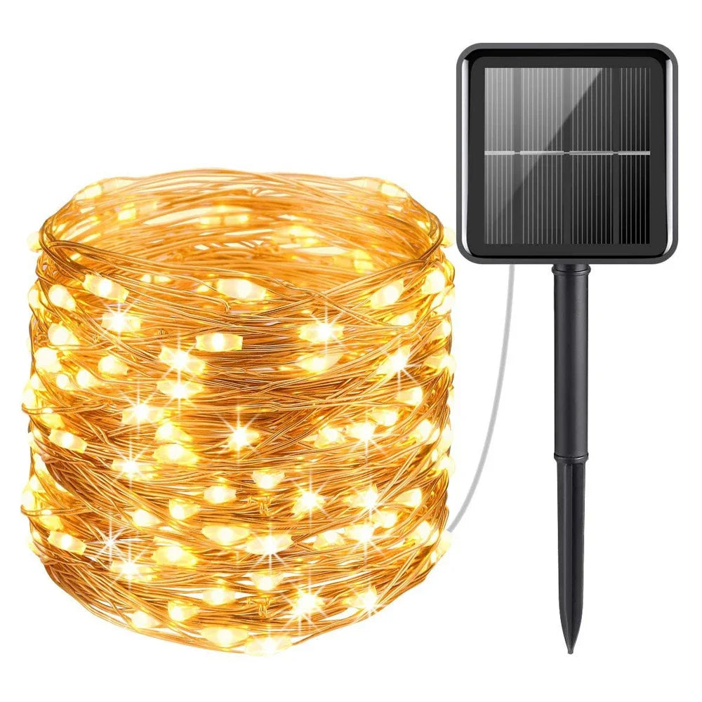 LED Lumière solaire extérieure Jardin Fée Corde Lumière LED Twinkle Lampe imperméable pour le patio de Noël Tree Party 6m/12m/23m/33m