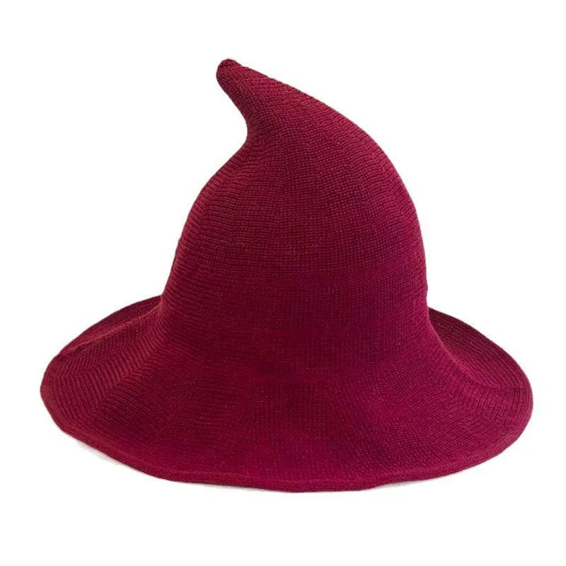 Chapeau de sorcière vintage en tricot de laine pour costume d'Halloween – Idéal pour fêtes, cosplay, bals masqués et décoration de festival
