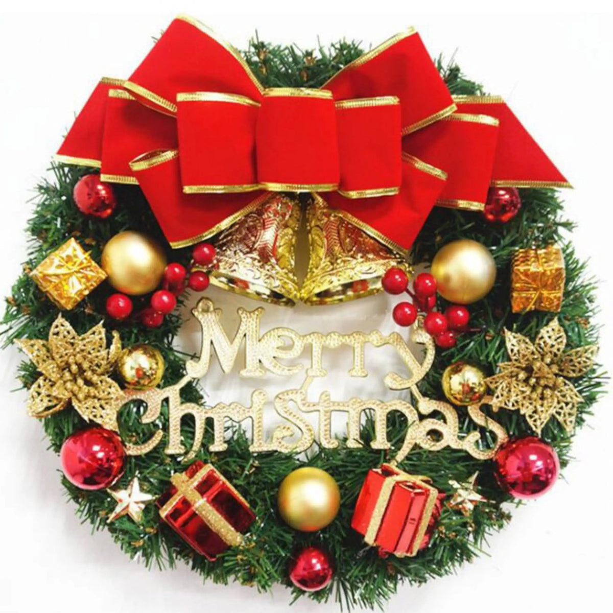 Couronne de Noël artificielle faite main – Décoration pour porte ou fenêtre – Accessoire décoratif raffiné et de haute qualité pour la maison
