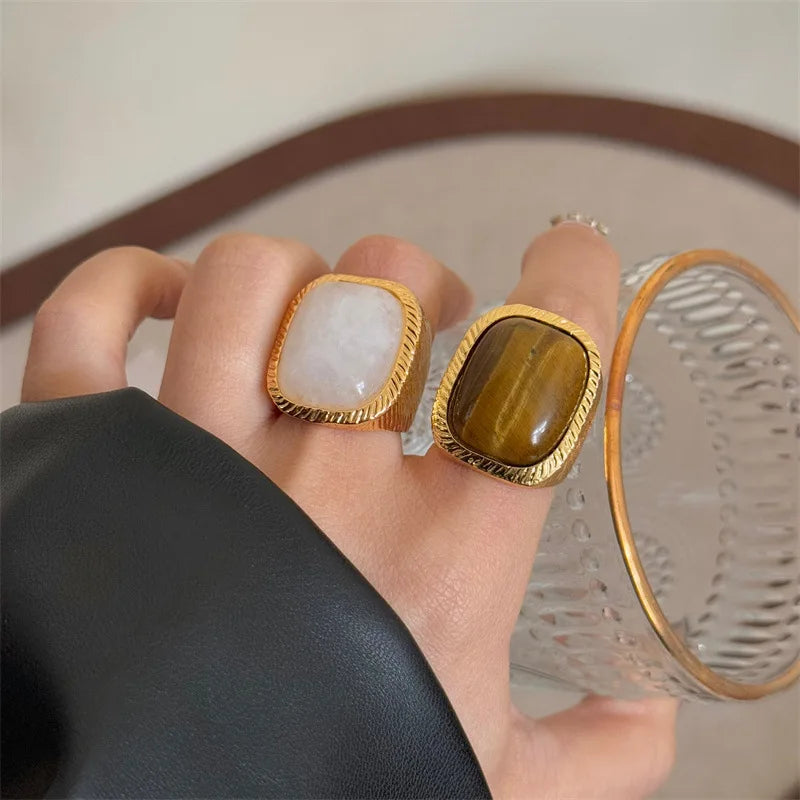 Bijoux carré pierre incrusté mode tendance accesorios para mujer anillo de promesa bijoux accessoires anillos grandes de mujer