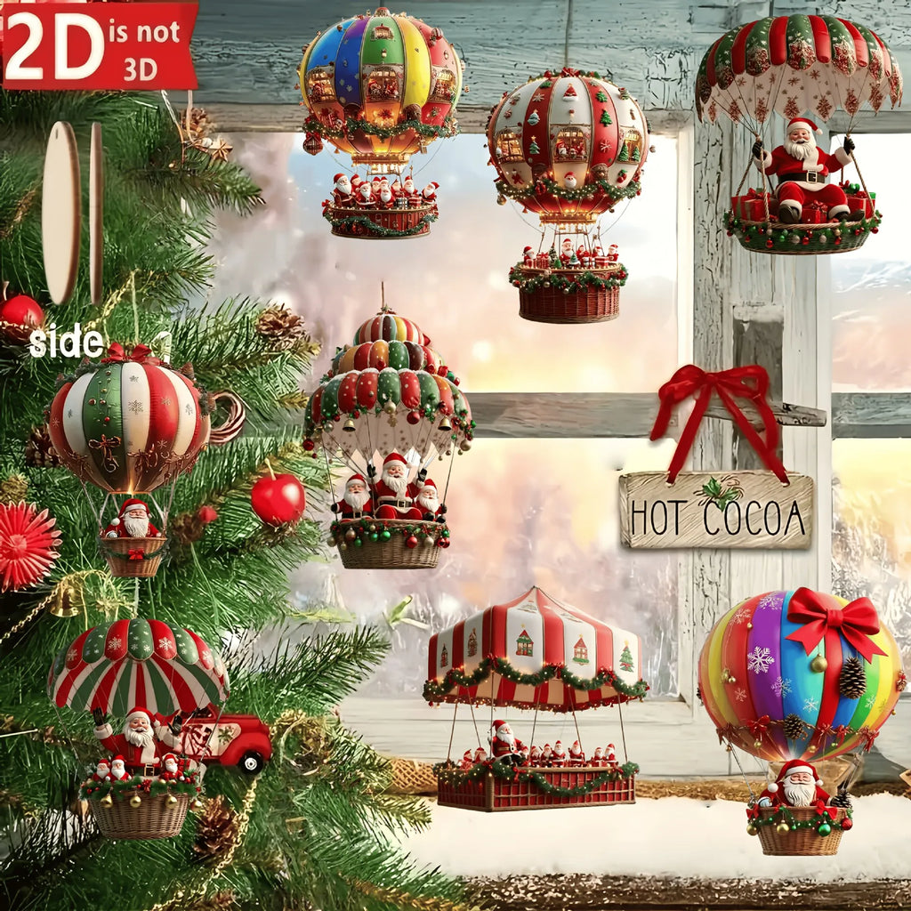 10/20/30 pièces Série Parachute du Père Noël Décoration en bois faite à la main pour la maison et le jardin Cadeau de Noël
