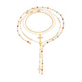 Collier à pendentif croix de Jésus, style superposé, chaîne en métal vintage, bijou pour femme,