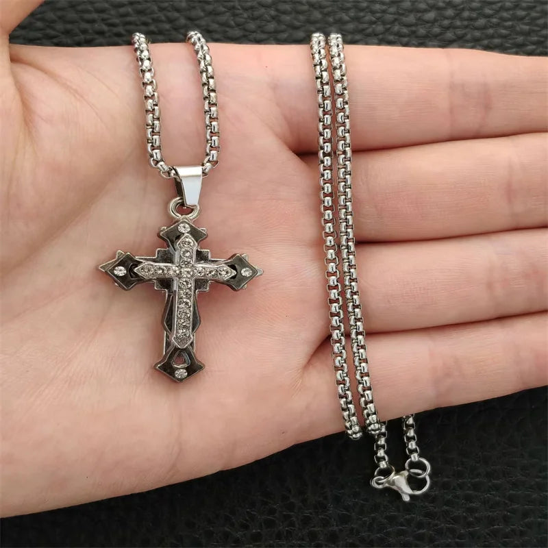 Collier croix rétro gothique, style européen et américain, pour hommes et femmes, tendance streetwear hip-hop, polyvalent