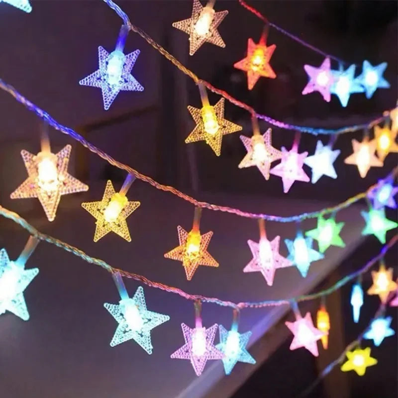 LED String Lights Star Garland Lamps Ampoule Fées Lumières de chaîne Fête Maison Jardin de mariage Halloween Décor de Noël