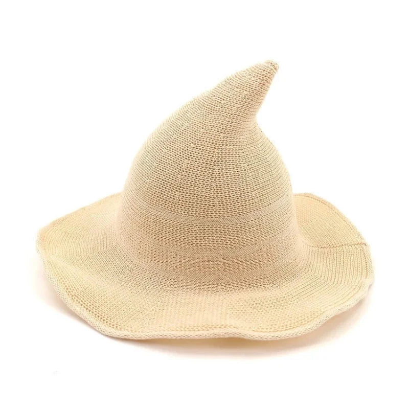 Chapeau de sorcière vintage en tricot de laine pour costume d'Halloween – Idéal pour fêtes, cosplay, bals masqués et décoration de festival