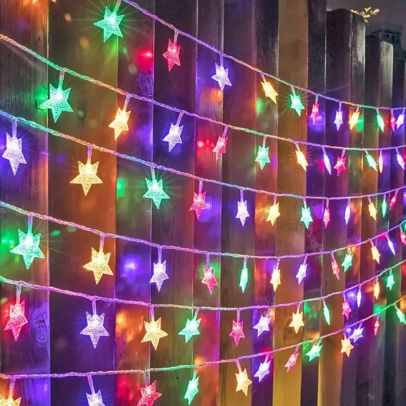 LED String Lights Star Garland Lamps Ampoule Fées Lumières de chaîne Fête Maison Jardin de mariage Halloween Décor de Noël